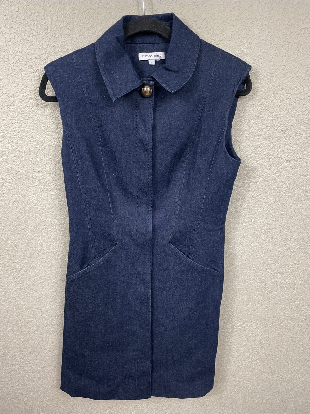 New Veronica Beard Serina Cotton Blend Mini Dress Denim Sz 8 - Picture 5 of 14
